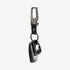 AMP01565 - AirTag Case Rugged Armor showing the front and side with carabiner opened